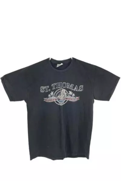 Lot of 2 Men's Size L T-Shirts: St. Thomas Island & Golf Maui Black Blue