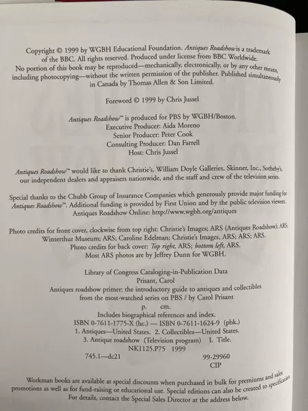 Antiques Roadshow Primer Hardcover Book by Carol Prisant - Good Condition