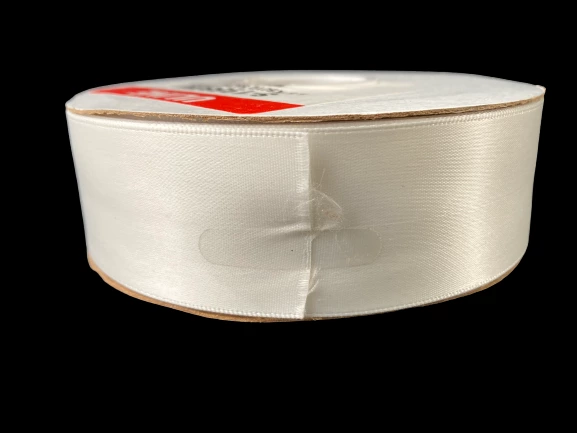 Uline S19580W 1.5" x 50 Yards White Satin Ribbon Spool - Good Condition