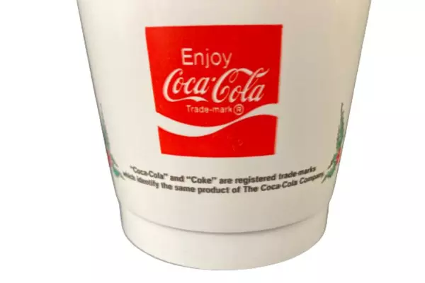 Vintage Coca-Cola Styroware Santa Tumbler Cup - Season's Greetings 6.5"