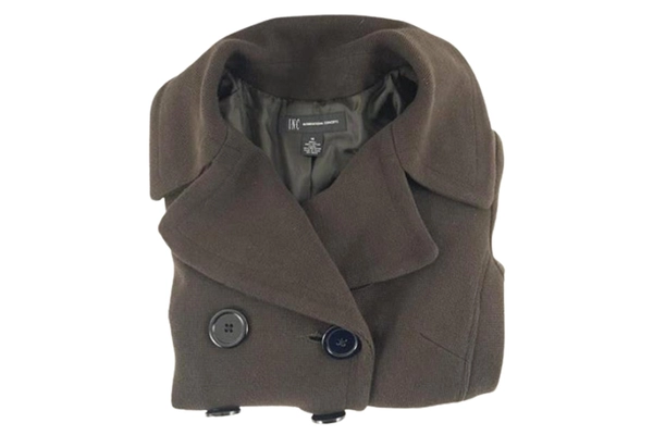 International Concepts Women's Brown Double Breasted Jacket Coat Size M