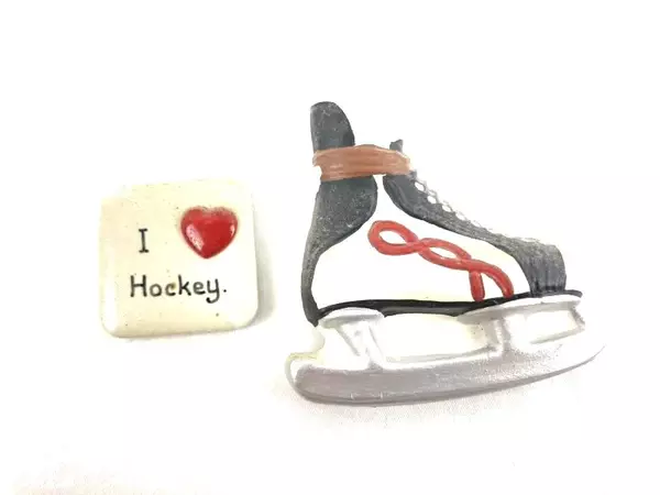 Lot of 5 Vintage Hockey Magnets - Winterhawks, Player, Skate & More