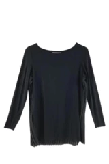 Classiques Entier Women's Black Accordion Pleat Top XS Long Sleeve Shirt