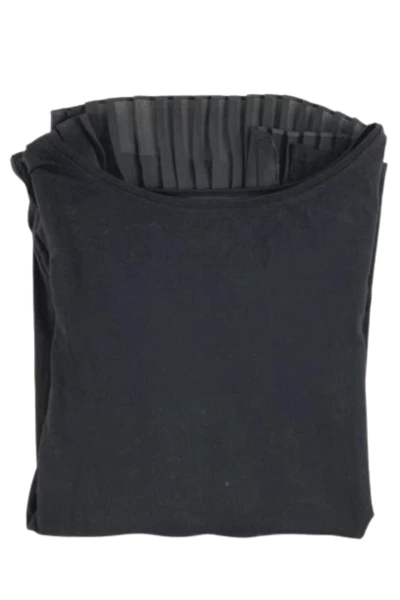 Classiques Entier Women's Black Accordion Pleat Top XS Long Sleeve Shirt