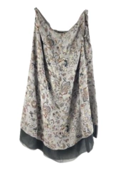 Sanctisilk XL Floral Overlay Skirt Gray Brown Black Side Zip - Good Condition