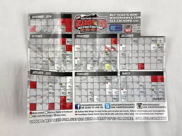 Portland Winterhawks 2018-2019 Magnet & Schedules Lot for Fans & Collectors
