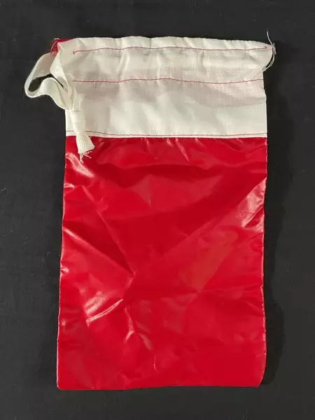 Vintage Red White Drawstring Christmas Gift Bag - Unique Holiday Decor