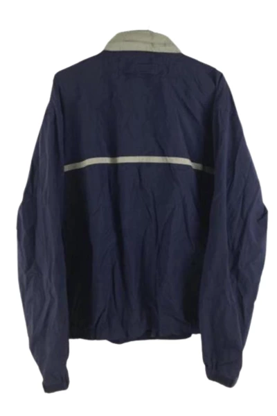 Tri-Mountain Men's XL Windbreaker Jacket Blue Gray Hidden Hood, Good Condition