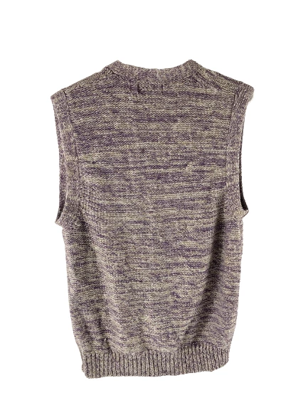 Tony Lambert Women's Medium Purple Gray Knit Cardigan Vest Sleeveless Pockets