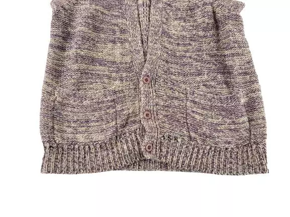 Tony Lambert Women's Medium Purple Gray Knit Cardigan Vest Sleeveless Pockets