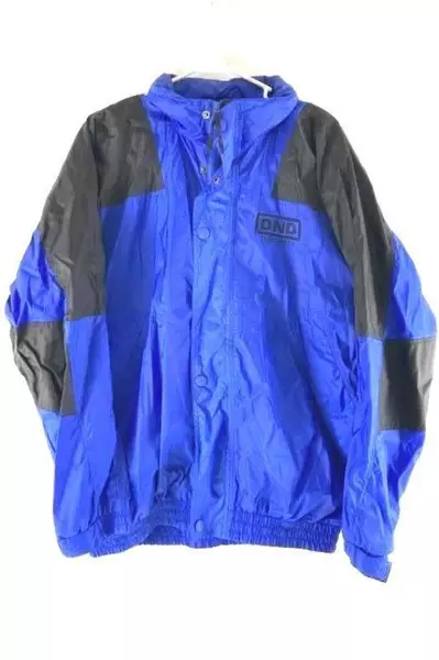Vintage River's End Windbreaker Jacket Men's Size L Blue Black 90s Style DND