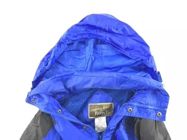 Vintage River's End Windbreaker Jacket Men's Size L Blue Black 90s Style DND