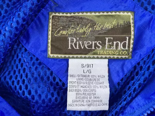 Vintage River's End Windbreaker Jacket Men's Size L Blue Black 90s Style DND