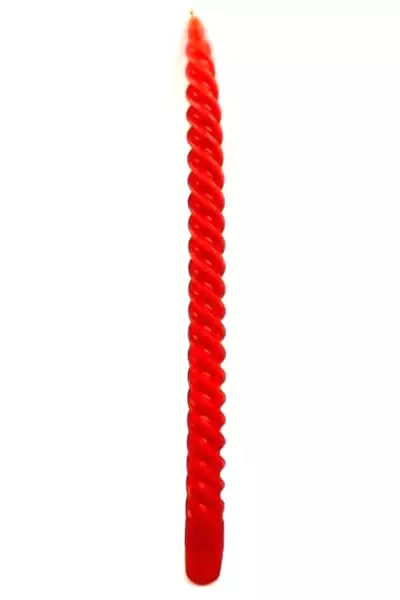 Vintage 13" Red Spiral Taper Candle Unlit Christmas Holiday Decor