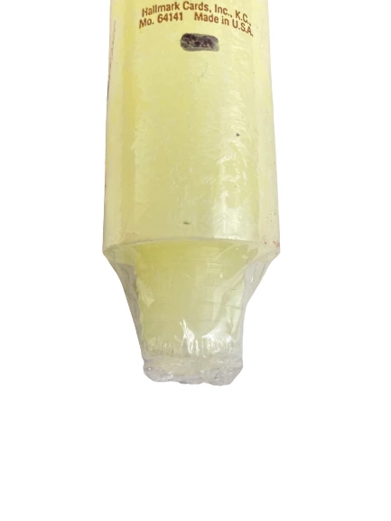 Vintage Hallmark 6.5" Pale Yellow Taper Candle Bell Top, Sealed Collectible
