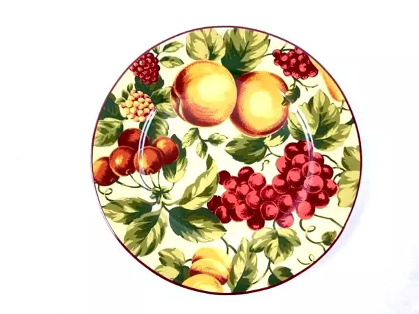 Waverly Garden Room 8.5" Porcelain Luncheon Plate with Fruits, Poland