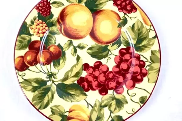 Waverly Garden Room 8.5" Porcelain Luncheon Plate with Fruits, Poland