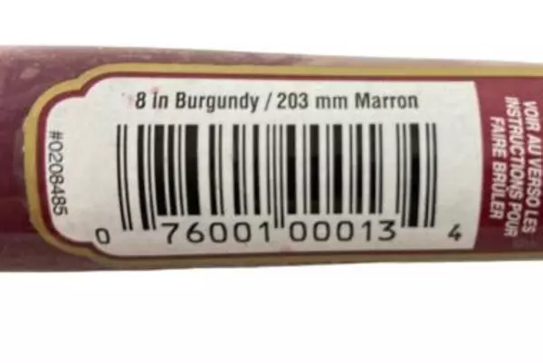 Vintage 8" Burgundy Taper Candle by Candle-lite, Sealed Home Decor USA