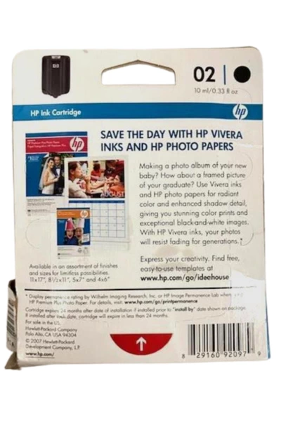 HP 02 Black Ink Cartridge C8721WN for Photosmart Series Expired Pre-owned