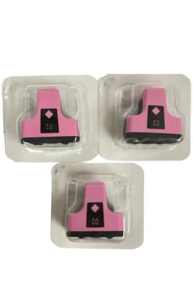 Lot of 3 Sealed HP 02 Pink Ink Cartridges C8775W - Expired