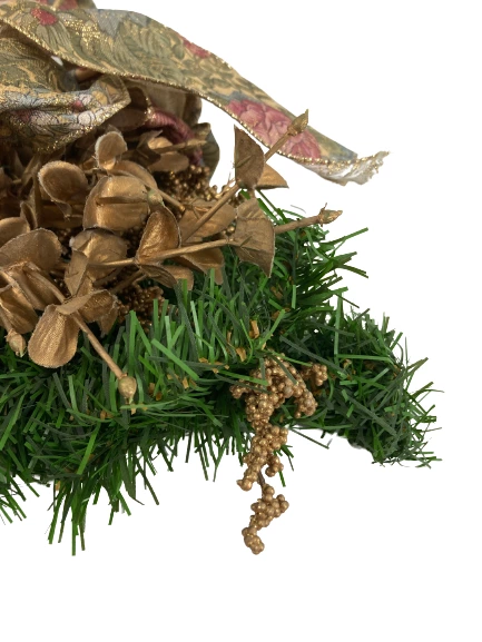 Lot of Artificial Christmas Pine Bow with Pinecones & Floral Ribbon Decor