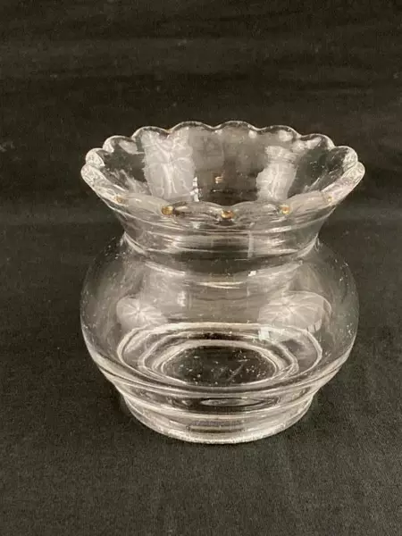 Vintage Scalloped Rim Toothpick Holder Mini Vase Clear Glass 2.5"