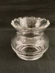 Vintage Scalloped Rim Toothpick Holder Mini Vase Clear Glass 2.5"