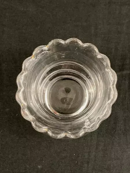 Vintage Scalloped Rim Toothpick Holder Mini Vase Clear Glass 2.5"