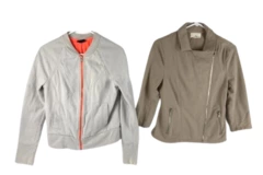 Lot of 2 Juniors' Size M Full Zip Jackets - Tan & Gray Casual Layering