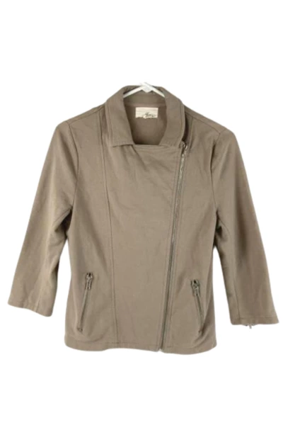 Lot of 2 Juniors' Size M Full Zip Jackets - Tan & Gray Casual Layering