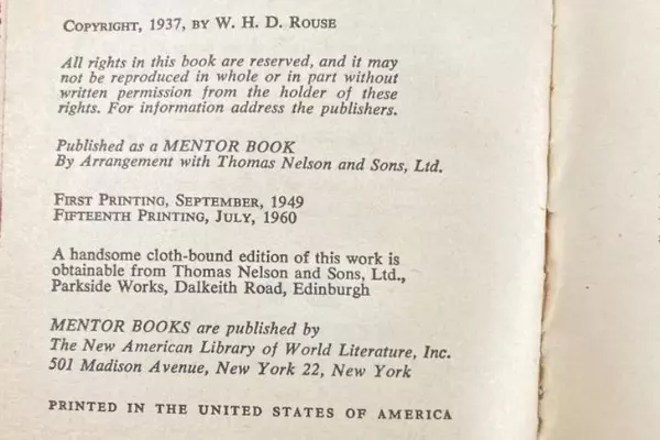 The Odyssey by Homer 1960 Softcover Book - Good Condition