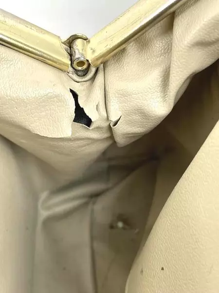 Vintage Black Faux Leather Handbag with Clasp & Pocket - Good Condition