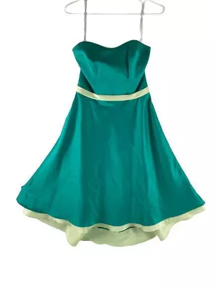 Vintage Alfred Angelo Sz 6 Jade Green Strapless Semi-Formal Prom Dress