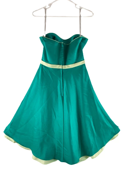 Vintage Alfred Angelo Sz 6 Jade Green Strapless Semi-Formal Prom Dress