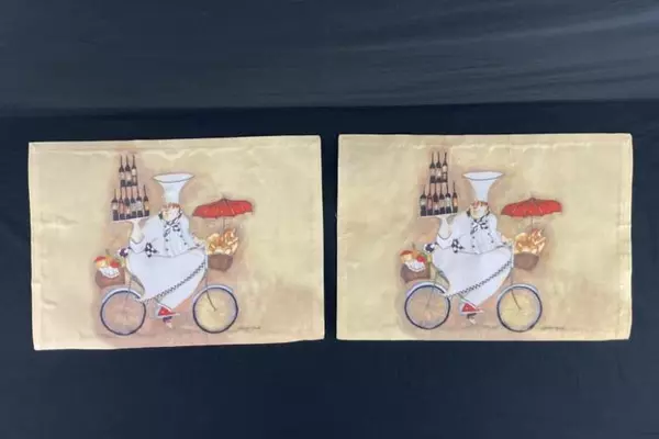 Lot of 2 Jennifer Garanet Fat Chef Placemats French Country Style 17"x12"