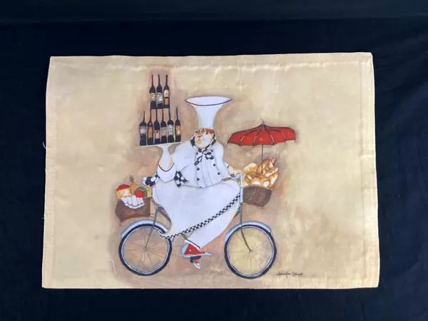 Lot of 2 Jennifer Garanet Fat Chef Placemats French Country Style 17"x12"