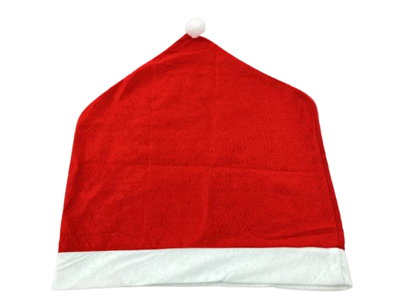 Lot of 3 Santa Hat Dining Chair Covers Red White Fleece Holiday Decor