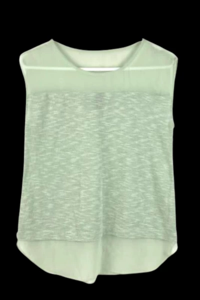 Ann Taylor Mint Green Sleeveless Blouse Top Women's XS Chiffon Accent