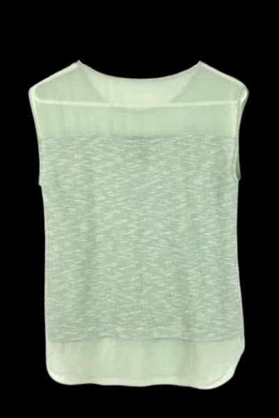 Ann Taylor Mint Green Sleeveless Blouse Top Women's XS Chiffon Accent