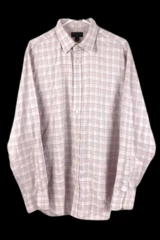 Banana Republic Men's Pink Gray Plaid Slim Fit Shirt XL 17-17.5 Pre-Owned