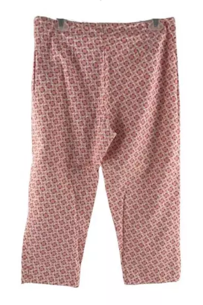 Liz & Co Women's Size 8 Pink Geometric Capri Crop Pants - Pre-Owned