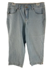 Bandolinoblu Women's Crop Pants Size 8 Blue Denim with Rhinestone Accents