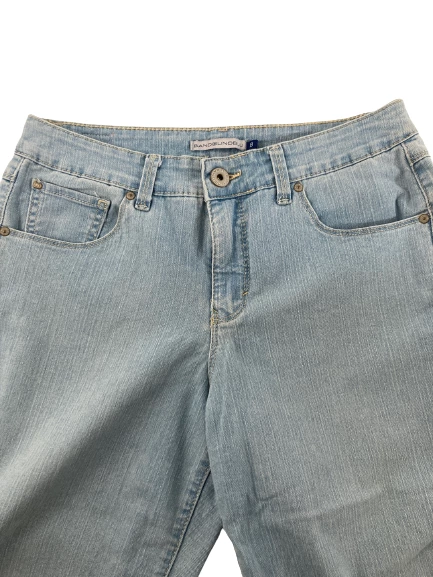 Bandolinoblu Women's Crop Pants Size 8 Blue Denim with Rhinestone Accents