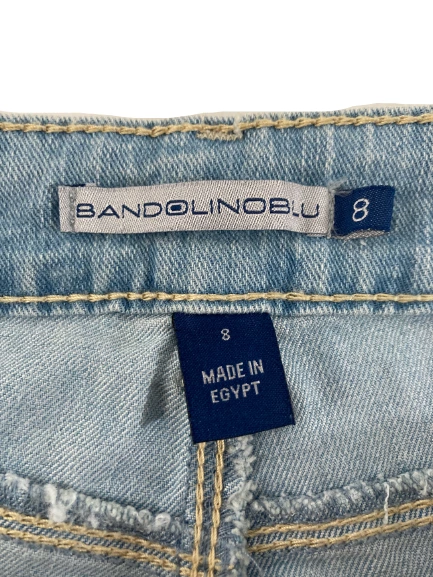 Bandolinoblu Women's Crop Pants Size 8 Blue Denim with Rhinestone Accents