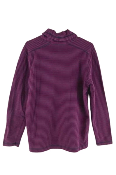 Karen Scott Sport Women's Medium Pink Navy Striped Turtleneck Top