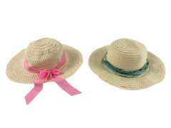 Lot of 2 Greenbriar Women's Sun Hats - Beige with Pink & Green Ribbons