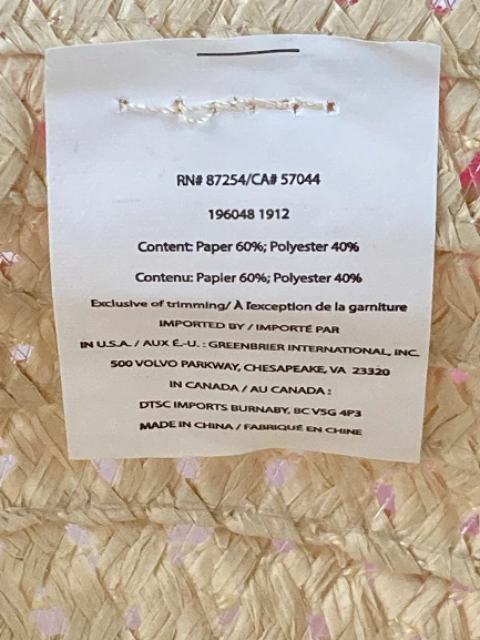 Lot of 2 Greenbriar Women's Sun Hats - Beige with Pink & Green Ribbons