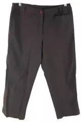 GNW Women's Brown Cropped Pants Size 8 with Button Accents - Pre-Owned
