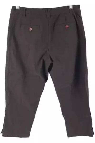 GNW Women's Brown Cropped Pants Size 8 with Button Accents - Pre-Owned