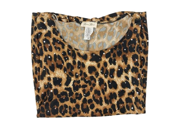 Brittany Black Cheetah Sequin Knit Top Women's Small Animal Print Shirt